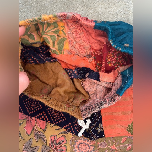 Boho festival hippie multicolor patchwork harem jogger pants size small - Picture 4 of 8